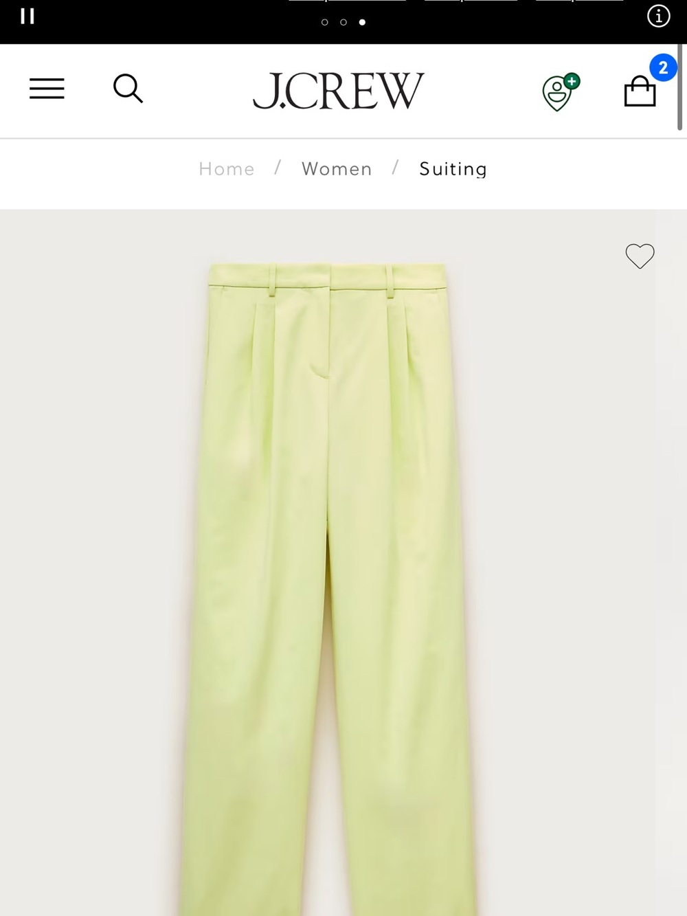 J. Crew Lime Wide leg pleated Pants size 6 NWT